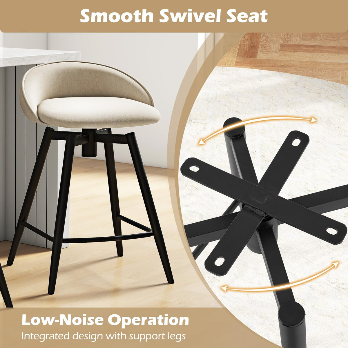 Goflame Swivel Bar Stools Set of 2/4 25" Counter Height Bar Chairs