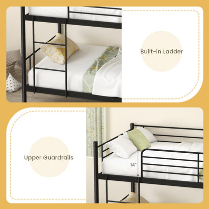 Goflame Metal Bunk Bed Twin Over Twin, Bunk Beds for Kids, Teens & Adults Bunk Bed with Stairs