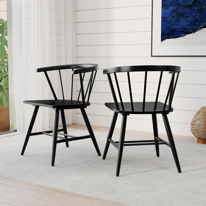Goflame Windsor Dining Chairs Set of 2/4 Mid-Century Modern Black Kitchen Chairs w/Solid Rubber Wood Frame