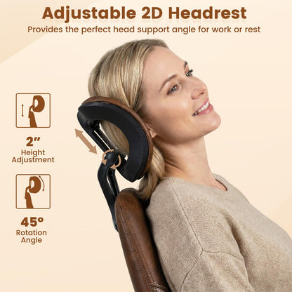 Goflame Ergonomic Mid Century Modern Faux Fur Computer Desk Chair with 2D Headrest