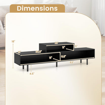 Goflame 3 Cubby TV Stand for 55/65/70 Inch TV | 63" Modern Entertainment Center
