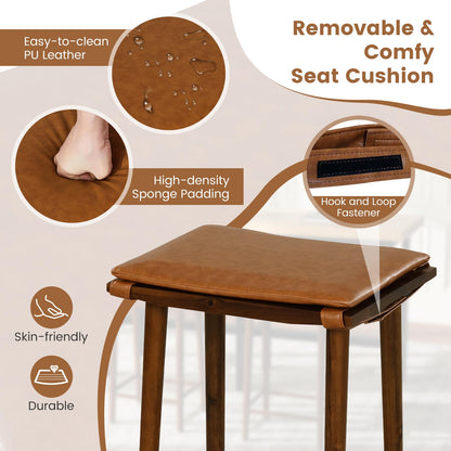 Goflame Bar Stools Set of 4, Wooden Backless Barstools for Kitchen Island