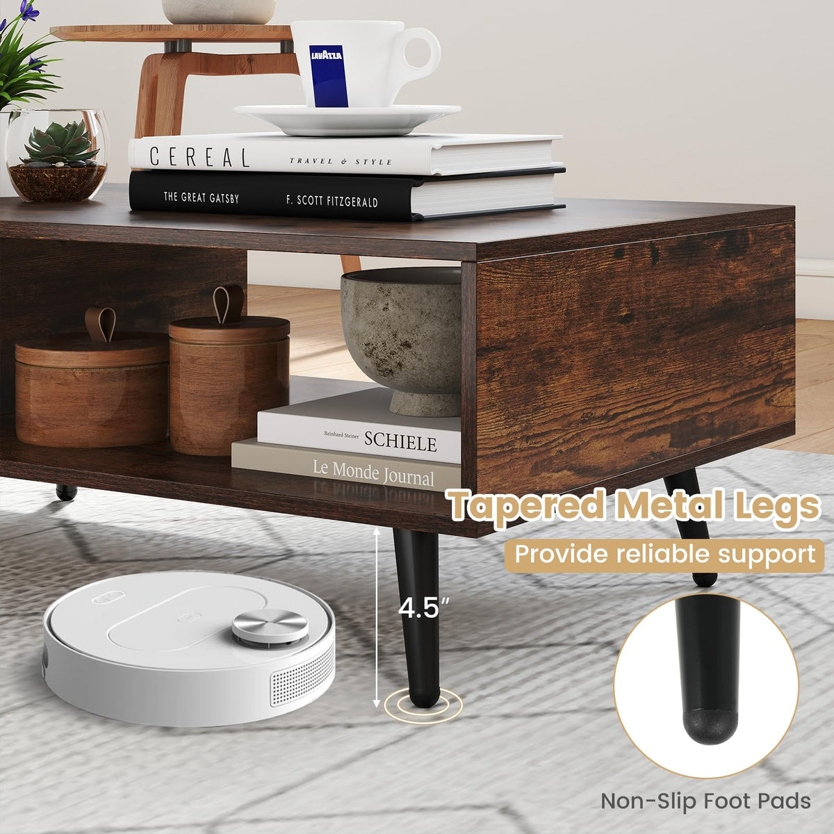 Goflame Coffee Table with Storage for Living Room