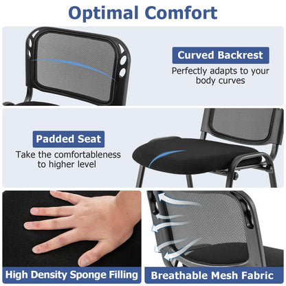 Goflame Set of 5 Stackable Conference Chairs with Mesh Back