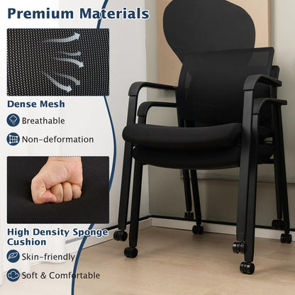Goflame Waiting Room Chair Set, Rolling Office Desk Chairs with PU Wheels (2 / 4 / 6 / 8 / 10 / 12 Pack Options)
