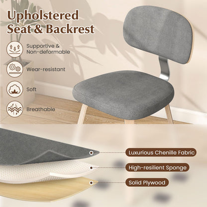 Goflame Wooden Dining Chairs Set of 2/4 Fabric Upholstered Kitchen Chairs
