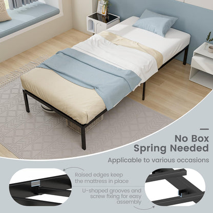 Goflame Twin Bed Frame, 14 Inch Metal Platform Bed with Under Bed Storage Space, Heavy-Duty Steel Slat Mattress Foundation
