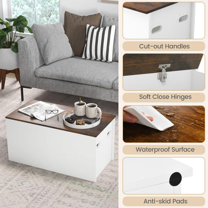 Goflame Flip-top Storage Chest, Lift Top Storage Bench w/Pneumatic Rod & Safety Hinges