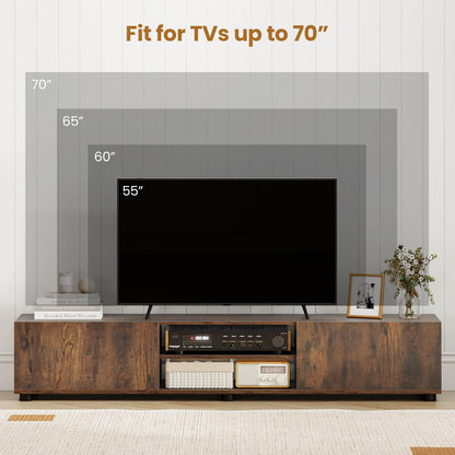 Goflame TV Stand for 55-70 Inch TV Modern Entertainment Center w/ 3 Open Shelves