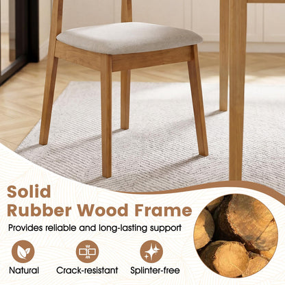 Goflame Wood Dining Chairs Set of 2/4 Rattan Upholstered with Solid Wood Frame
