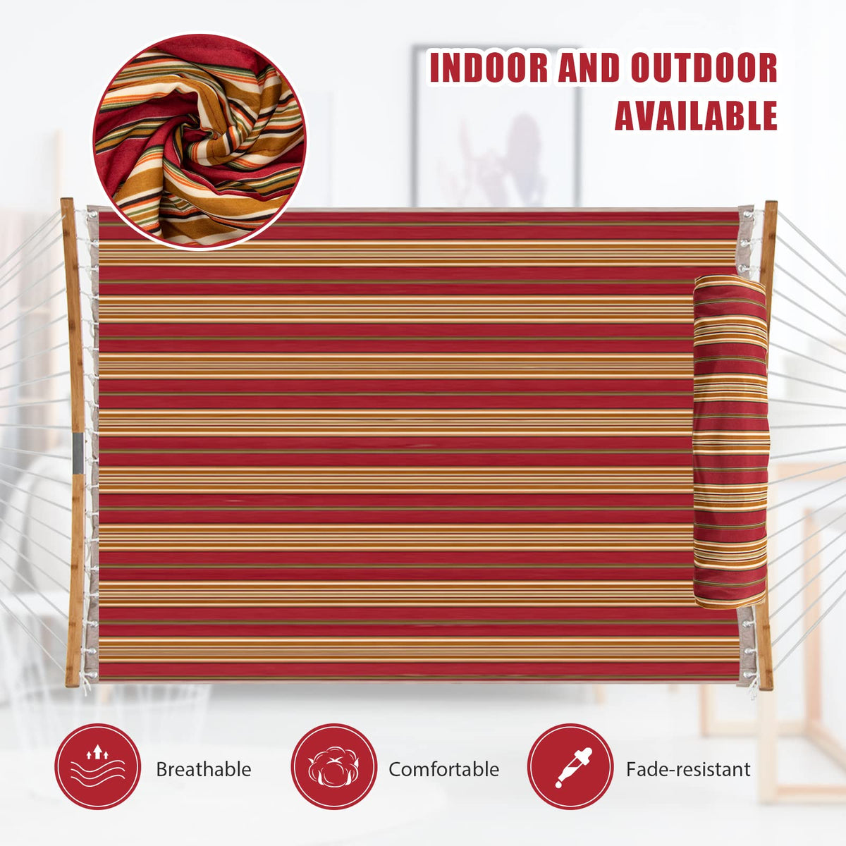 Goflame Hammock with Detachable Pillow Outdoor Hanging Chair (Hammock Stand Not Included)