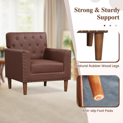 Goflame Mid Century Modern Accent Chair with Button Tufted Decoration and Rivets