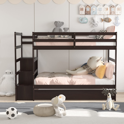 Goflame Twin-Over-Twin Bunk Bed with Trundle