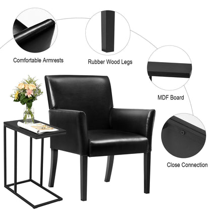 Goflame Reception Guest Chairs and C-Shaped End Table 3Pcs Set