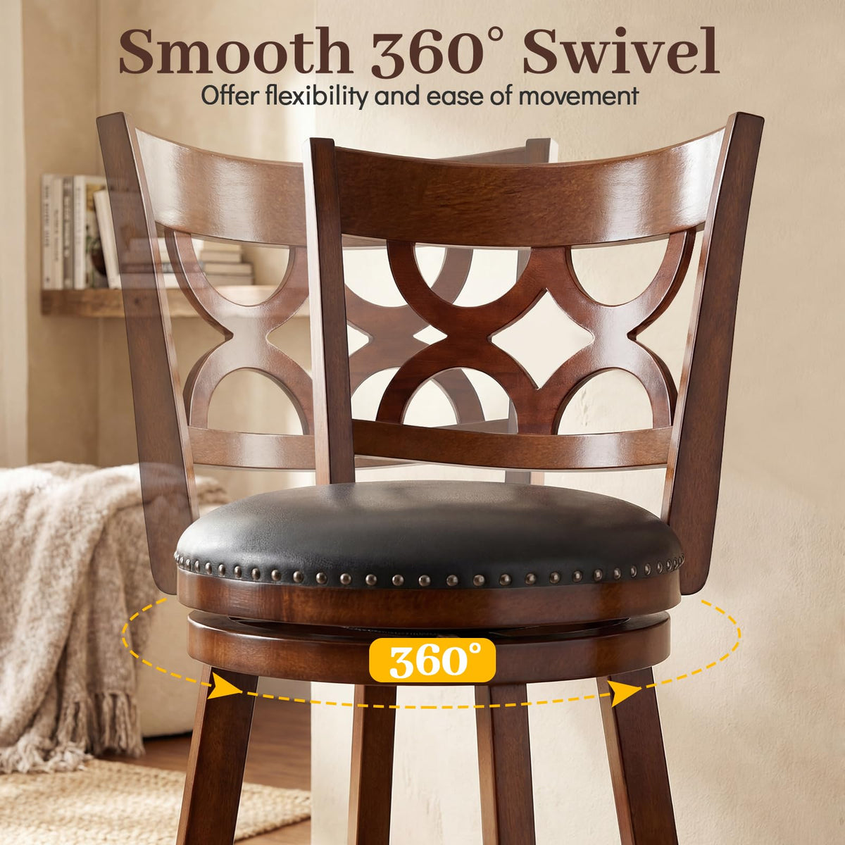 Goflame Swivel Bar Stools Set of 2/4 with Upholstered Seat