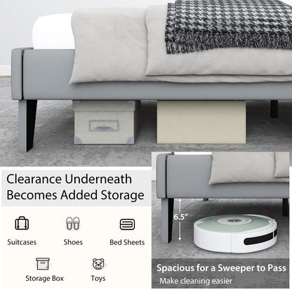 Goflame Queen/Full/Twin Size Velvet Upholstered Bed Frame with Headboard