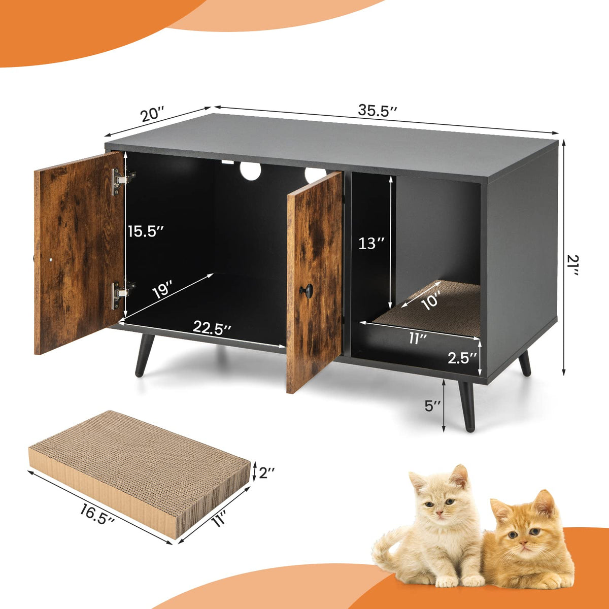 Goflame Cat Litter Box Enclosure, Hidden Cat Washroom Furniture