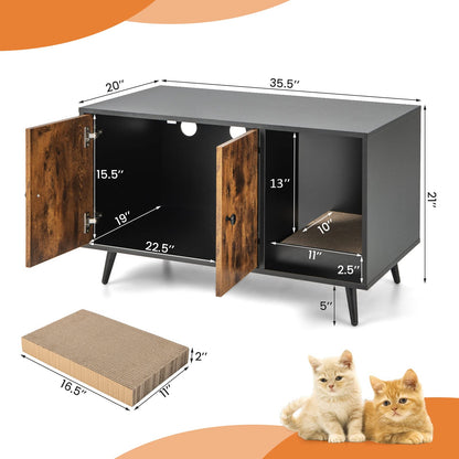 Goflame Cat Litter Box Enclosure, Hidden Cat Washroom Furniture