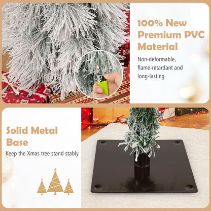 Goflame 3' 4' 5' Pre-Lit Snow Flocked Christmas Tree Set of 3 | Holiday Seasonal Decor