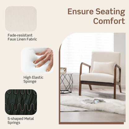Goflame Modern Accent Chair with Pillow - Comfy Upholstered Lounge Armchair with Anti-Slip Felt Pads