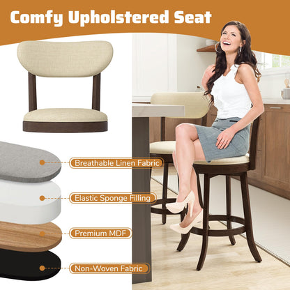 Goflame 25.5" Counter Height Upholstered Linen Barstools