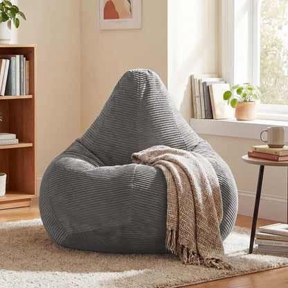 Goflame Bean Bag Chair for Adults | Accent Lazy Sofa with Skin-Friendly Corduroy Cover & Soft Sponge Filling