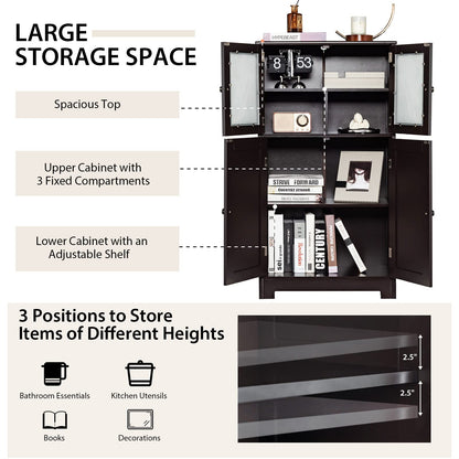 Goflame Storage Cabinet with Doors - Bathroom Floor Cabinet, Freestanding Tall Cabinet