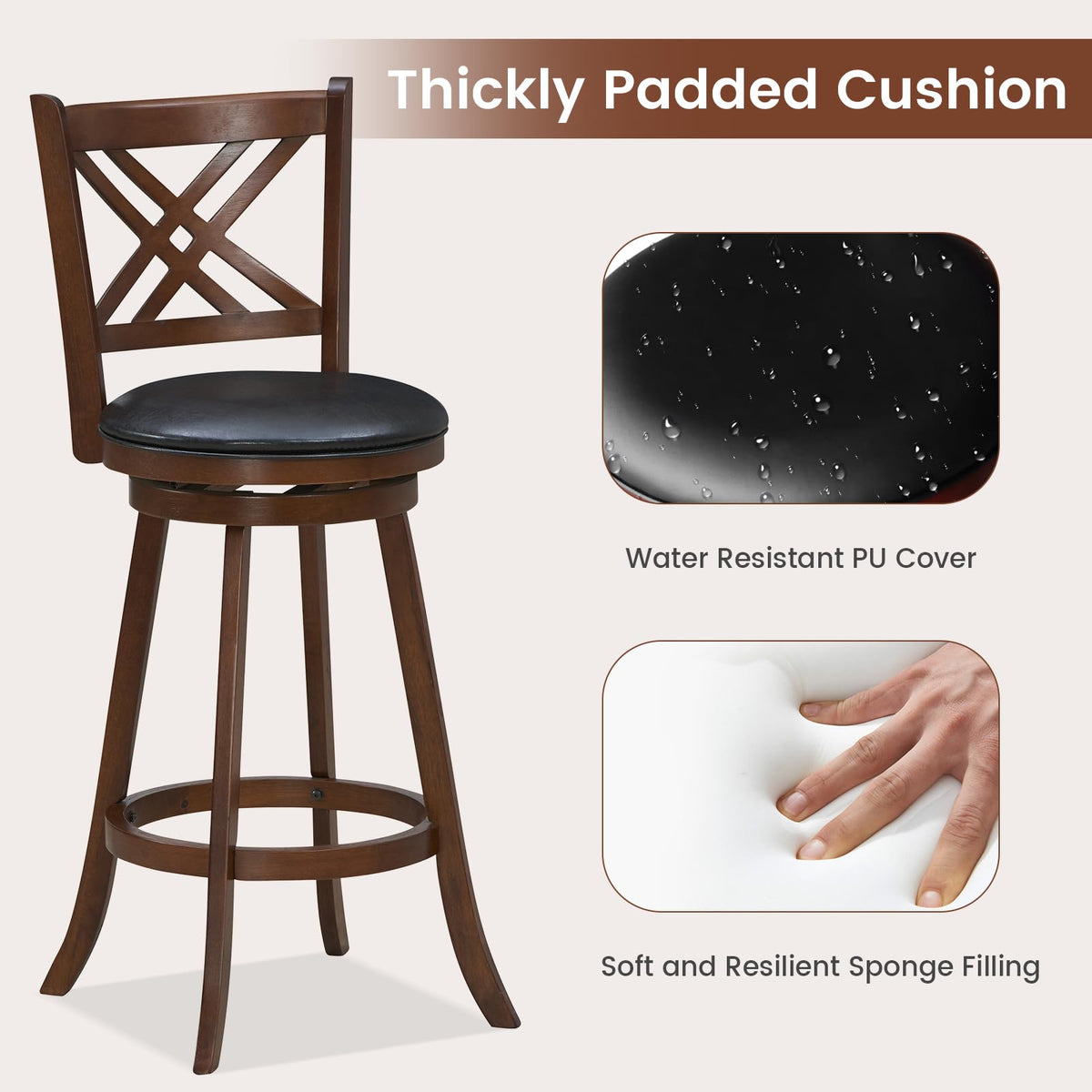 360° Swivel Barstools Set of 2 - Goflame