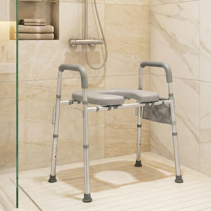 Goflame Raised Toilet Seat with Handles | Toilet Seat Riser for Seniors w/Padded Arms
