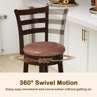 Goflame 26" Counter Height Swivel Barstools Set of 2/4 with Faux Leather Seat and Wrap-around Footrest