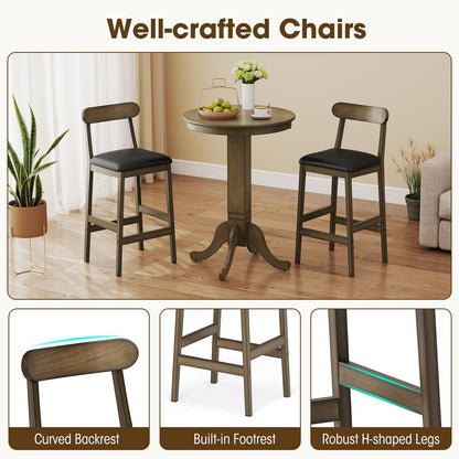 Goflame Farmhouse Bar Stools Set of 2/4 with Rubber Wood Legs for Kitchen