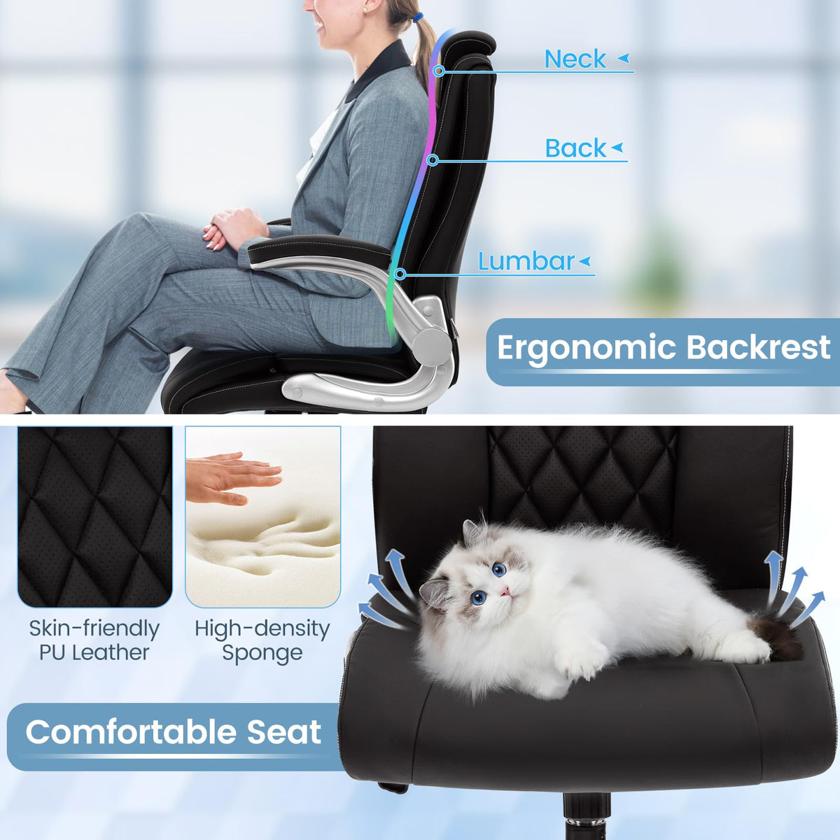 Goflame Executive Office Chair, Ergonomic PU Leather Desk Chair