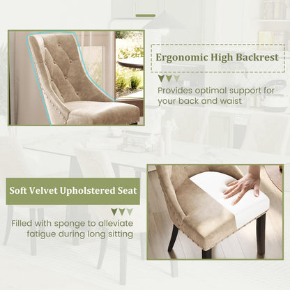 Goflame Upholstered Dining Chairs Set of 2/4, Tufted Wingback Kitchen Chairs w/Solid Wood Legs, Padded Seat