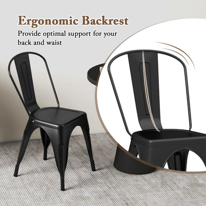 Goflame Metal Dining Chairs Set of 4, Farmhouse Kitchen Chairs with Removable Backrest