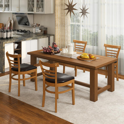 Goflame Wooden Dining Chairs Set PU Leather Upholstered Kitchen Chair w/Rubber Wood Legs