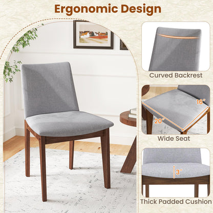 Goflame Upholstered Dining Chairs Set of 2/4, Linen Fabric Wooden Kitchen Chairs w/Rubber Wood Frame