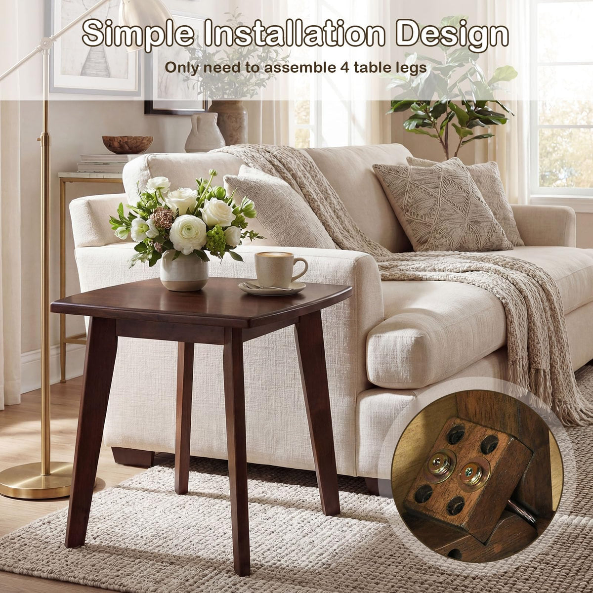 Goflame Modern Square Side Table Set of 1/2