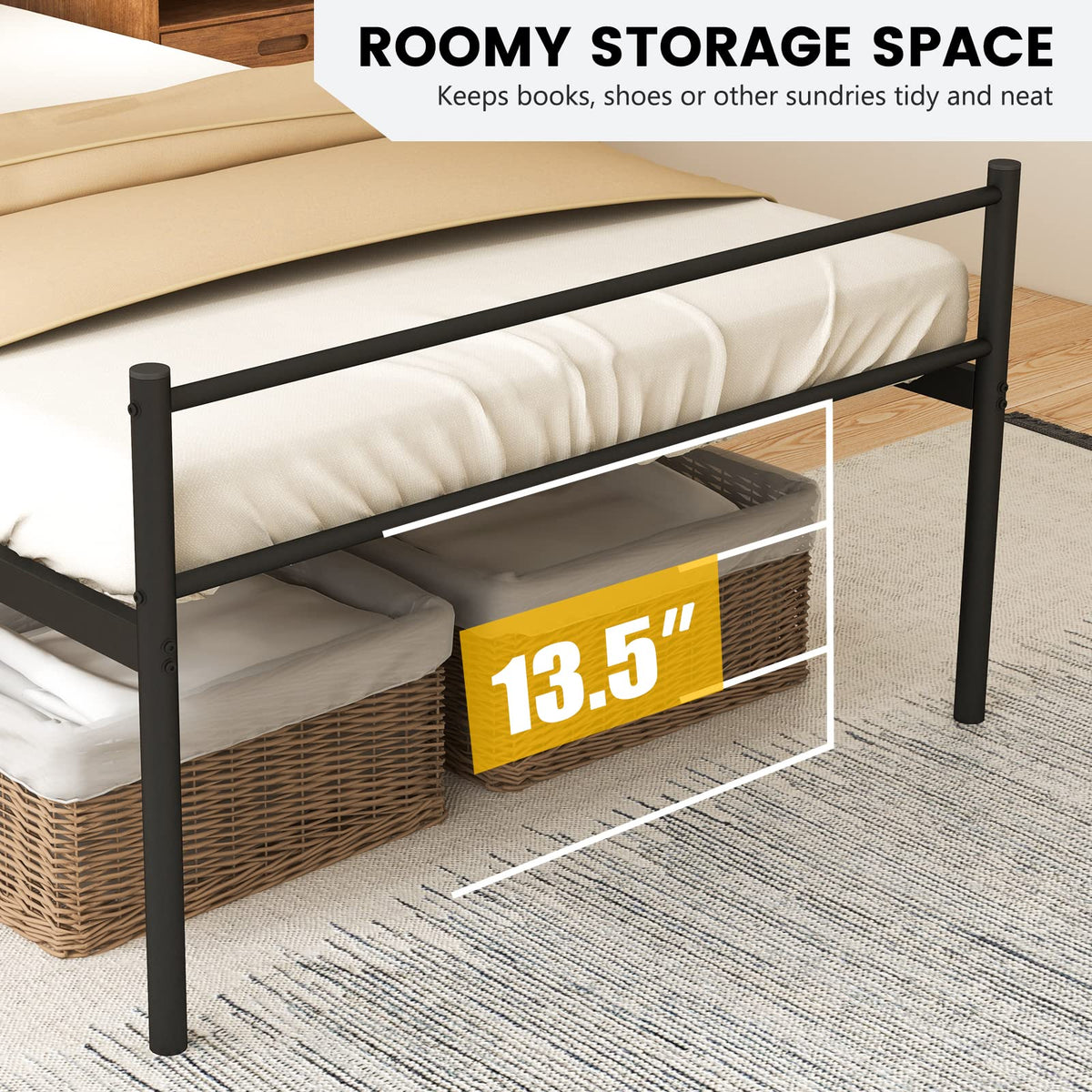 Goflame Twin Size Metal Bed Frame with Headboard & Footboard, 13.5 Inch Platform Bed Frame