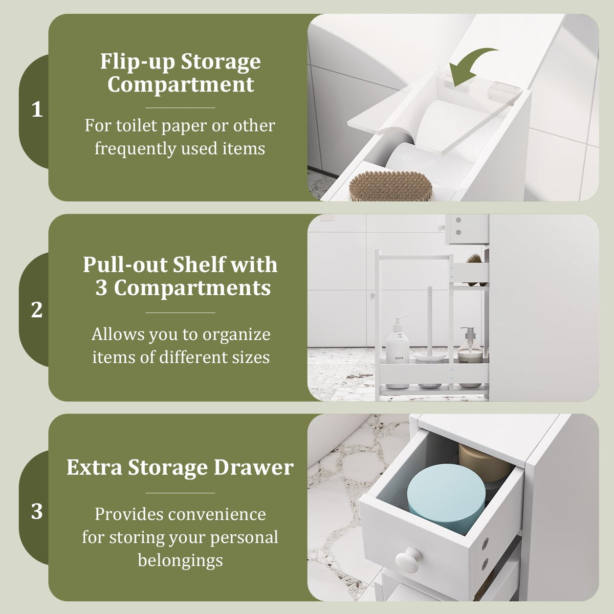 Goflame Small Bathroom Storage Cabinet