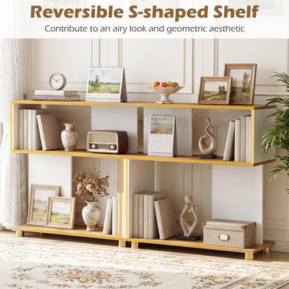 Goflame 3-Tier Geometric S Shaped Bookcase with Open Storage Shelves (1/2)