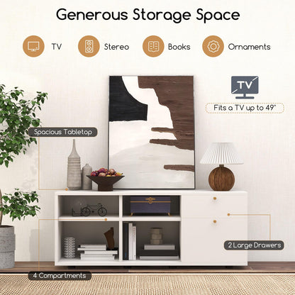 Goflame TV-Stand for Bedroom Entertainment Center - Modern TV Console Cabinet with 2 Drawers, 4 Compartments
