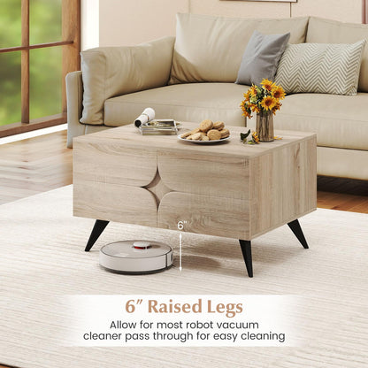 Goflame Farmhouse Accent Modern Coffee Table with Storage for Living Room Bedroom