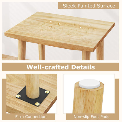 Goflame 25.5" Wooden Bar Stools Set of 2/4, Farmhouse Backless Counter Height Bar Stools with Footrest