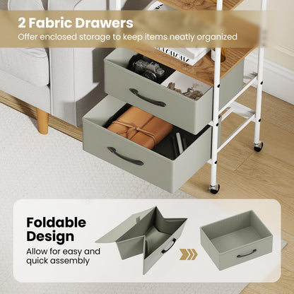 Goflame Utility Rolling Cart with Foldable Fabric Drawers