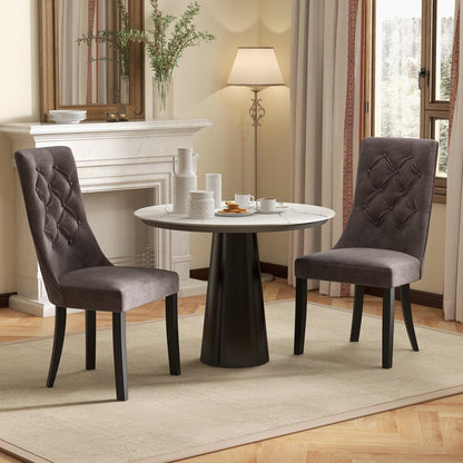 Goflame Tufted Dining Chairs, Upholstered Kitchen Chairs w/High Backrest, Rubber Wood Legs