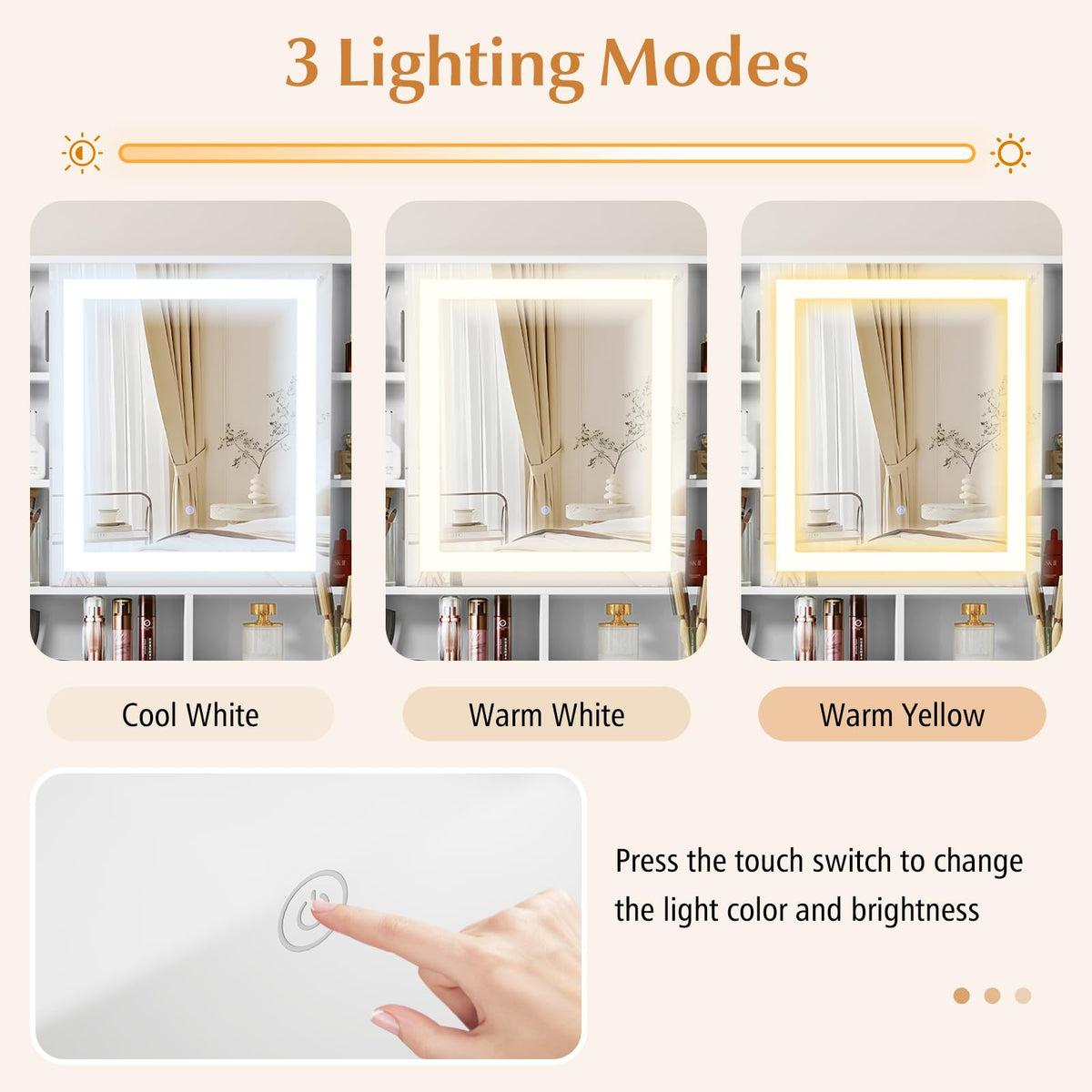 Makeup Vanity Set with Mirror and Lights, White Makeup Desk and Chair Set with Charging Station