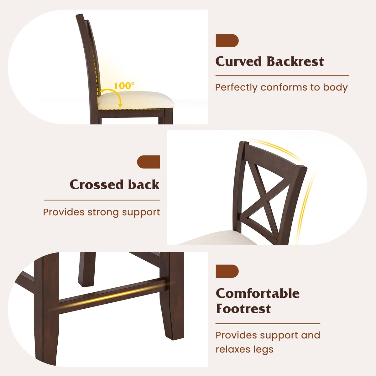 Goflame Farmhouse Counter Height Bar Stools with Footrest (2/4)