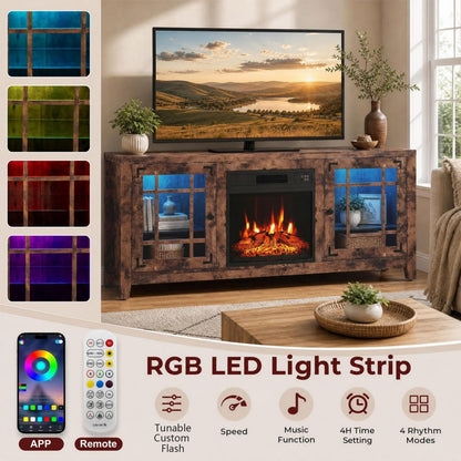 GOFLAME 58 Inch Farmhouse Electric Fireplace TV Stand
