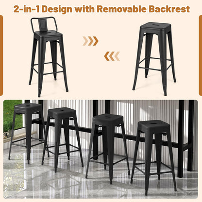Goflame Metal Bar Stools Set of 4 for Kitchen Island