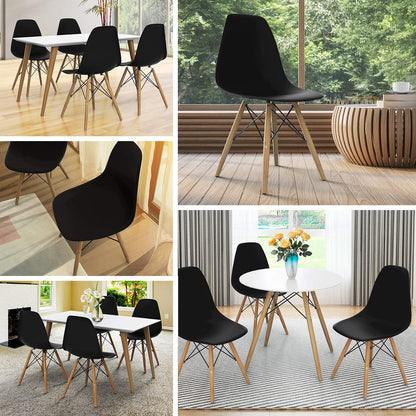 Goflame Dining DSW Chairs with Linen Cushion, Modern Mid Century Shell Chairs w/ Wood Legs